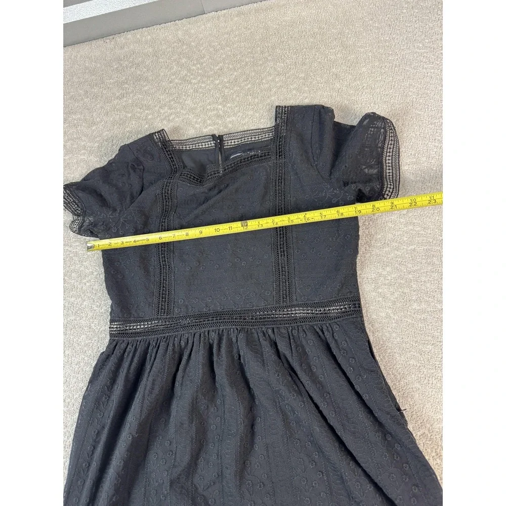 Abercrombie & Fitch Dress Womens Medium Black‎ Eyelet Lace Short Sleeve Lined